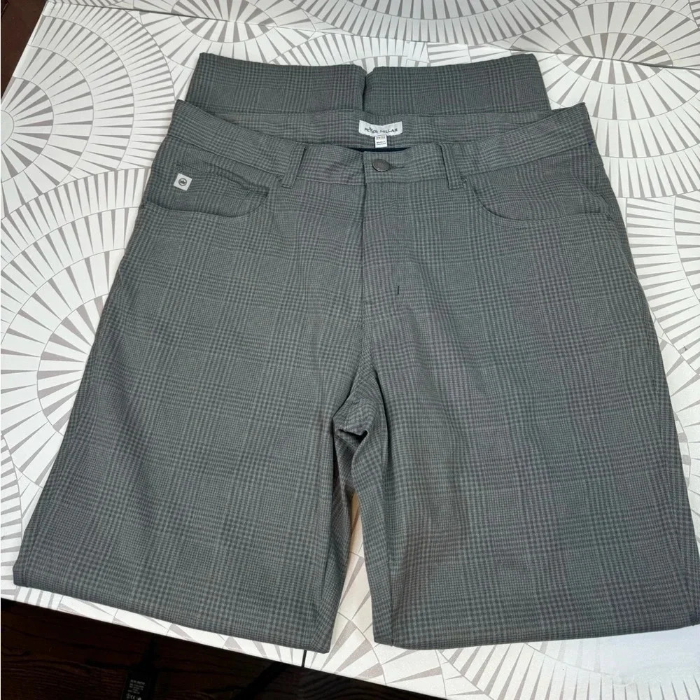 PETER MILLAR Mens Gray Plaid  Sport Trouser Performance‎ Golf Casual Pants 34/32